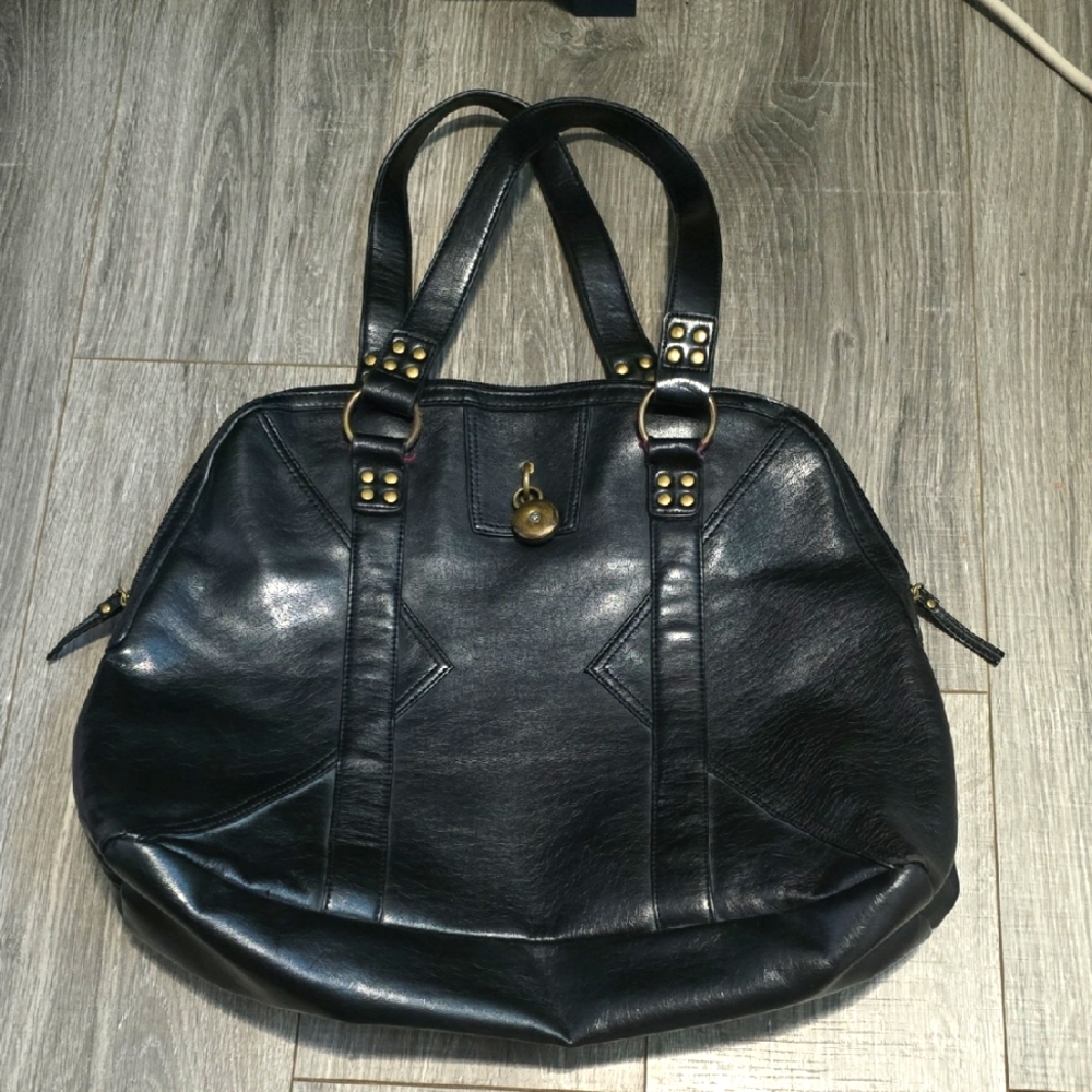 Elegant Black Leather Tote Bag.